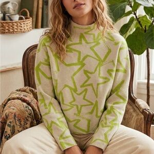Anthropologie The Carys Mock-Neck Star Celestial Sweater by Maeve